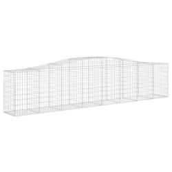 Lot de 4 paniers &agrave; gabions cl&ocirc;ture cage mur de sout&egrave;nement arqu&eacute;s 400 x 50 x 80/100 cm fer galvanis
