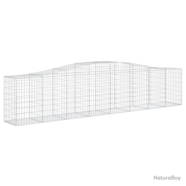 Lot de 4 paniers � gabions cl�ture cage mur de sout�nement arqu�s 400 x 50 x 80/100 cm fer galvanis