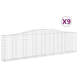 Lot de 9 paniers &agrave; gabions cl&ocirc;ture cage mur de sout&egrave;nement arqu&eacute;s 400 x 30 x 100/120 cm fer galvani