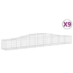 Lot de 9 paniers &agrave; gabions cl&ocirc;ture cage mur de sout&egrave;nement arqu&eacute;s 400 x 50 x 40/60 cm fer galvanis&eacute;