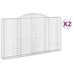 Lot de 2 paniers &agrave; gabions cl&ocirc;ture cage mur de sout&egrave;nement arqu&eacute;s 300 x 30 x 160/180 cm fer galvani