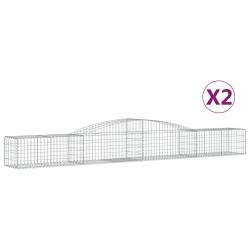Lot de 2 paniers &agrave; gabions cl&ocirc;ture cage mur de sout&egrave;nement arqu&eacute;s 400 x 50 x 40/60 cm fer galvanis&eacute;
