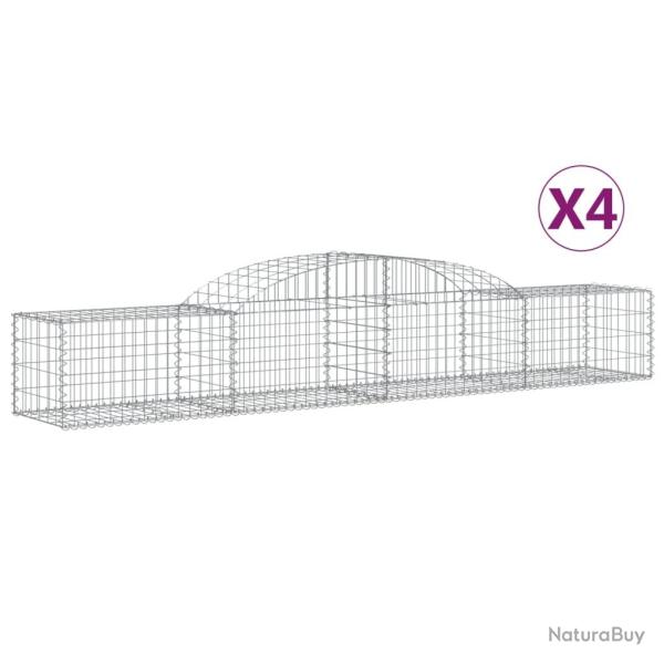 Lot de 4 paniers � gabions cl�ture cage mur de sout�nement arqu�s 300 x 50 x 40/60 cm fer galvanis�