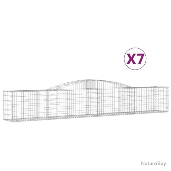 Lot de 7 paniers � gabions cl�ture cage mur de sout�nement arqu�s 400 x 50 x 60/80 cm fer galvanis�