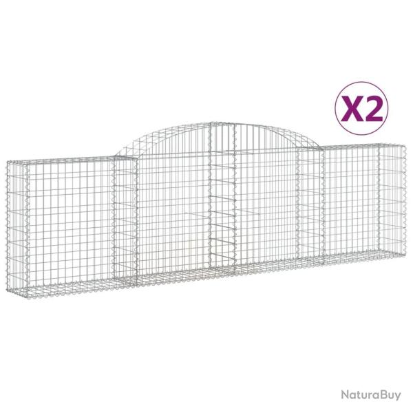 Lot de 2 paniers � gabions cl�ture cage mur de sout�nement arqu�s 300 x 30 x 80/100 cm fer galvanis