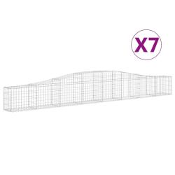 Paniers &agrave; gabions cl&ocirc;ture cage mur de sout&egrave;nement arqu&eacute;s 7 pcs 400 x 30 x 40/60 cm fer galvanis&eacute; Ar