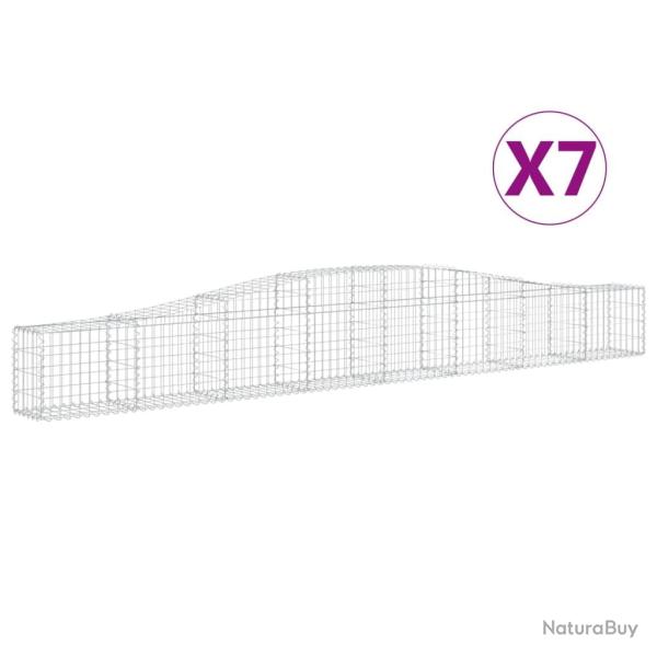 Paniers � gabions cl�ture cage mur de sout�nement arqu�s 7 pcs 400 x 30 x 40/60 cm fer galvanis� Ar