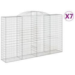 Paniers &agrave; gabions cl&ocirc;ture cage mur de sout&egrave;nement arqu&eacute;s 7 pcs 300 x 50 x 180/200 cm fer galvanis&eacute;
