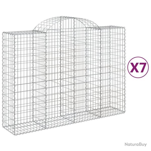 Paniers � gabions cl�ture cage mur de sout�nement arqu�s 7 pcs 200 x 50 x 140/160 cm fer galvanis�
