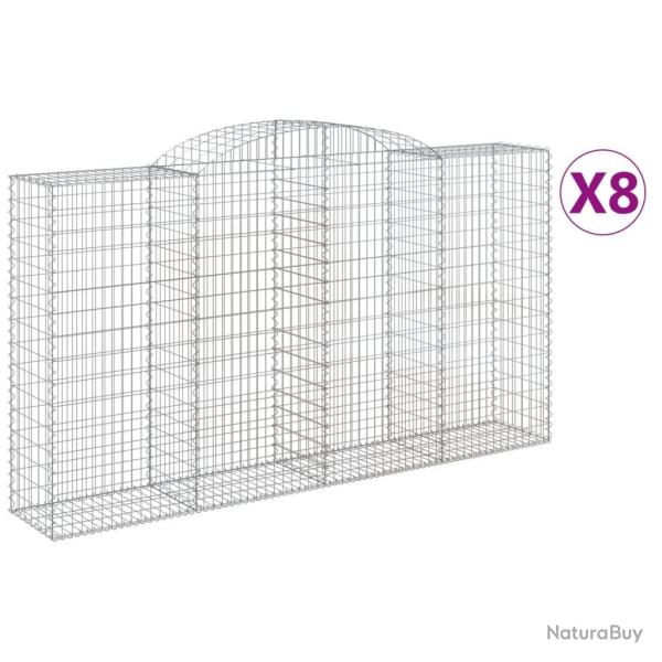 Lot de 8 paniers � gabions cl�ture cage mur de sout�nement arqu�s 300 x 50 x 160/180 cm fer galvani