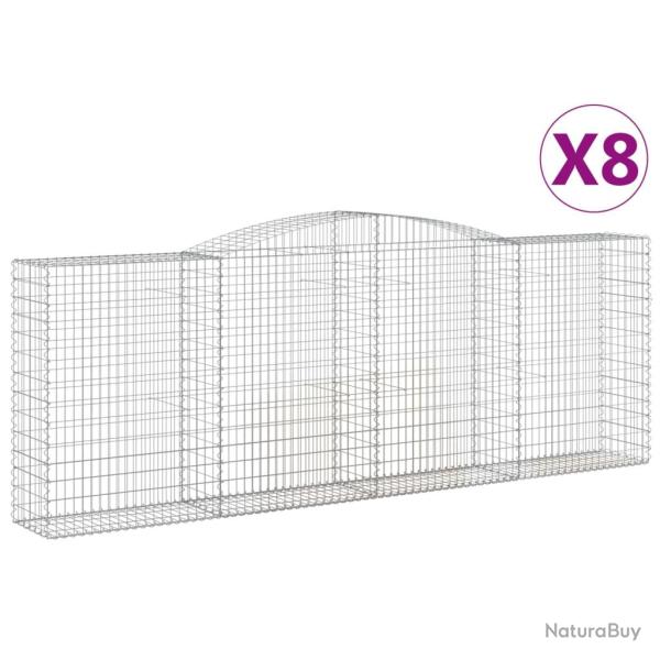Lot de 8 paniers � gabions cl�ture cage mur de sout�nement arqu�s 400 x 50 x 140/160 cm fer galvani