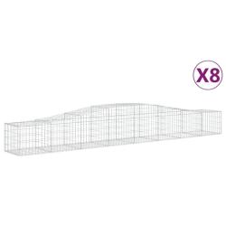Lot de 8 paniers &agrave; gabions cl&ocirc;ture cage mur de sout&egrave;nement arqu&eacute;s 400 x 50 x 40/60 cm fer galvanis&eacute;
