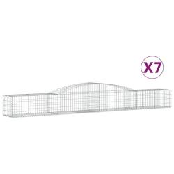 Lot de 7 paniers &agrave; gabions cl&ocirc;ture cage mur de sout&egrave;nement arqu&eacute;s 400 x 50 x 40/60 cm fer galvanis&eacute;