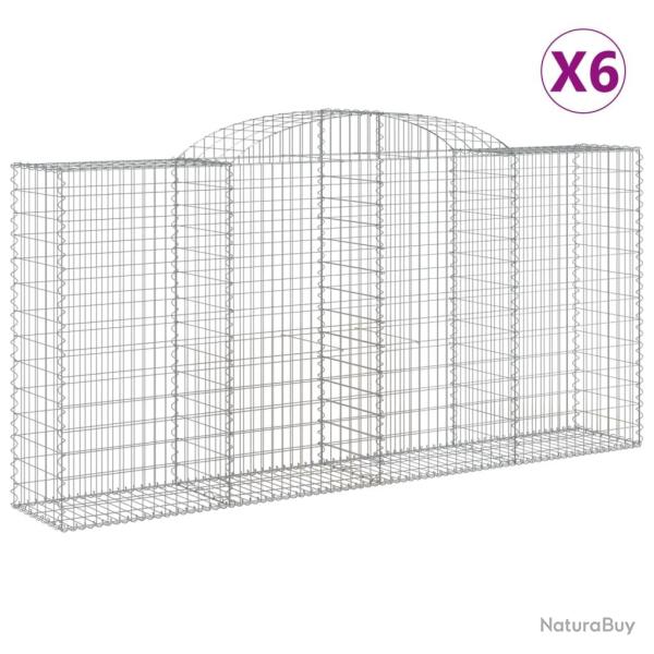 Paniers � gabions cl�ture cage mur de sout�nement arqu�s 6 pcs 300 x 50 x 140/160 cm fer galvanis�