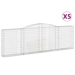 Paniers &agrave; gabions cl&ocirc;ture cage mur de sout&egrave;nement arqu&eacute;s 5 pcs 400 x 30 x 120/140 cm fer galvanis&eacute;
