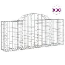 Paniers &agrave; gabions cl&ocirc;ture cage mur de sout&egrave;nement arqu&eacute;s 30 pcs 200 x 30 x 80/100 cm fer galvanis&eacute;