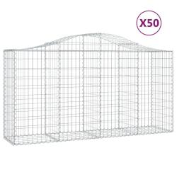 Paniers &agrave; gabions cl&ocirc;ture cage mur de sout&egrave;nement arqu&eacute;s 50 pcs 200 x 50 x 100/120 cm fer galvanis&eacute;