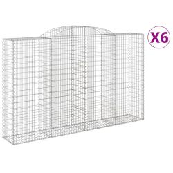 Paniers &agrave; gabions cl&ocirc;ture cage mur de sout&egrave;nement arqu&eacute;s 6 pcs 300 x 50 x 180/200 cm fer galvanis&eacute;