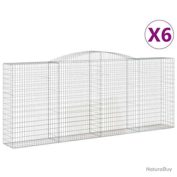 Paniers � gabions cl�ture cage mur de sout�nement arqu�s 6 pcs 400 x 50 x 160/180 cm fer galvanis�