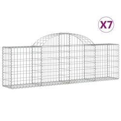 Paniers &agrave; gabions cl&ocirc;ture cage mur de sout&egrave;nement arqu&eacute;s 7 pcs 200 x 30 x 60/80 cm fer galvanis&eacute; Ar