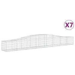 Lot de 7 paniers &agrave; gabions cl&ocirc;ture cage mur de sout&egrave;nement arqu&eacute;s 400 x 50 x 40/60 cm fer galvanis&eacute;