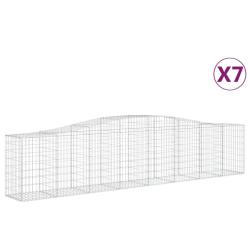Lot de 7 paniers &agrave; gabions cl&ocirc;ture cage mur de sout&egrave;nement arqu&eacute;s 400 x 50 x 80/100 cm fer galvanis