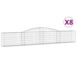 Lot de 8 paniers &agrave; gabions cl&ocirc;ture cage mur de sout&egrave;nement arqu&eacute;s 400 x 30 x 60/80 cm fer galvanis&eacute;