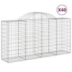 Paniers &agrave; gabions cl&ocirc;ture cage mur de sout&egrave;nement arqu&eacute;s 40 pcs 200 x 50 x 100/120 cm fer galvanis&eacute;