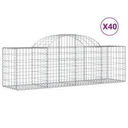 Paniers &agrave; gabions cl&ocirc;ture cage mur de sout&egrave;nement arqu&eacute;s 40 pcs 200 x 50 x 60/80 cm fer galvanis&eacute; A