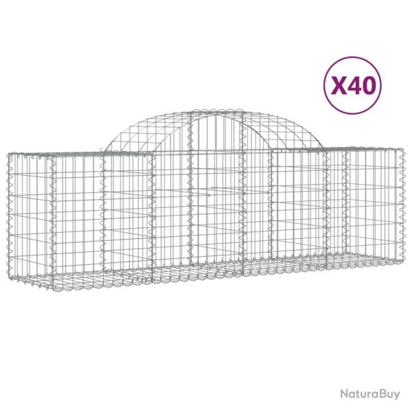 Paniers � gabions cl�ture cage mur de sout�nement arqu�s 40 pcs 200 x 50 x 60/80 cm fer galvanis� A