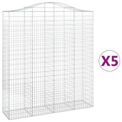 Paniers &agrave; gabions cl&ocirc;ture cage mur de sout&egrave;nement arqu&eacute;s 5 pcs 200 x 50 x 220/240 cm fer galvanis&eacute;