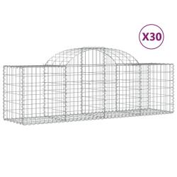 Paniers &agrave; gabions cl&ocirc;ture cage mur de sout&egrave;nement arqu&eacute;s 30 pcs 200 x 50 x 60/80 cm fer galvanis&eacute; A