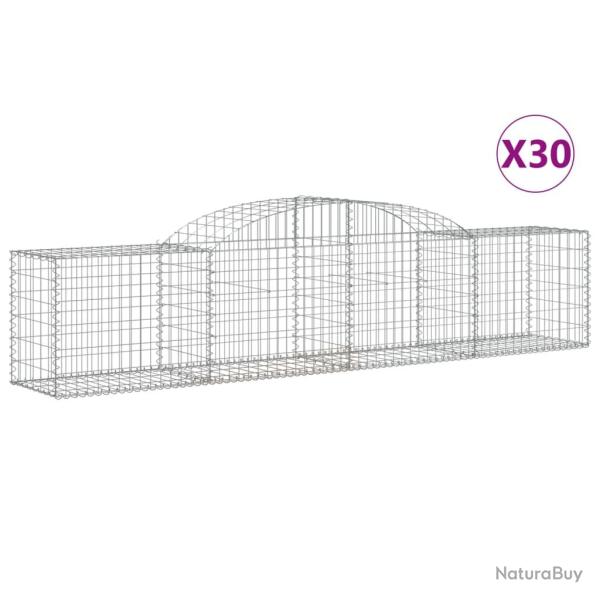 Paniers � gabions cl�ture cage mur de sout�nement arqu�s 30 pcs 300 x 50 x 60/80 cm fer galvanis� A