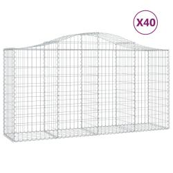Paniers &agrave; gabions cl&ocirc;ture cage mur de sout&egrave;nement arqu&eacute;s 40 pcs 200 x 50 x 100/120 cm fer galvanis&eacute;