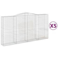 Paniers &agrave; gabions cl&ocirc;ture cage mur de sout&egrave;nement arqu&eacute;s 5 pcs 400 x 50 x 200/220 cm fer galvanis&eacute;