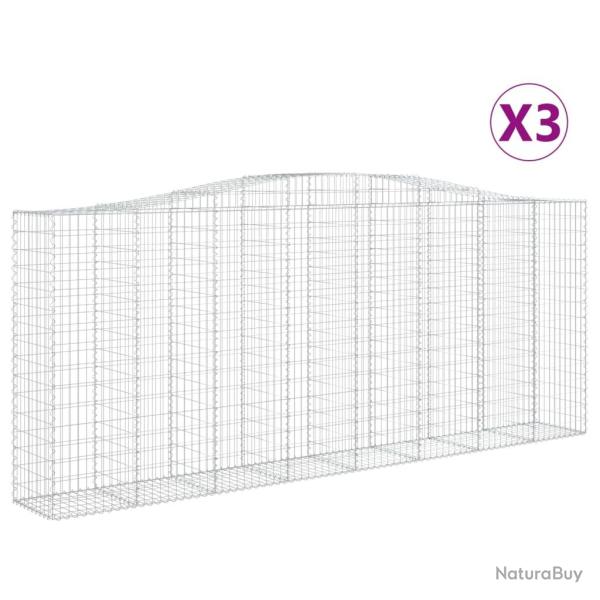 Paniers � gabions cl�ture cage mur de sout�nement arqu�s 3 pcs 400 x 50 x 160/180 cm fer galvanis�