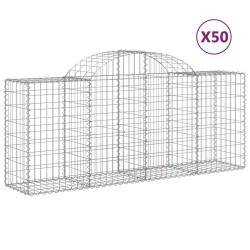 Paniers &agrave; gabions cl&ocirc;ture cage mur de sout&egrave;nement arqu&eacute;s 50 pcs 200 x 50 x 80/100 cm fer galvanis&eacute;