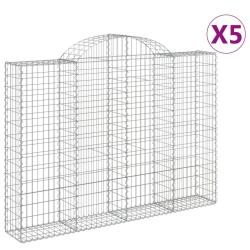 Paniers &agrave; gabions cl&ocirc;ture cage mur de sout&egrave;nement arqu&eacute;s 5 pcs 200 x 30 x 140/160 cm fer galvanis&eacute;
