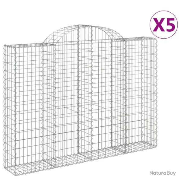 Paniers � gabions cl�ture cage mur de sout�nement arqu�s 5 pcs 200 x 30 x 140/160 cm fer galvanis�