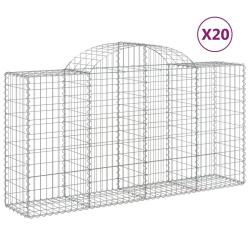 Paniers &agrave; gabions cl&ocirc;ture cage mur de sout&egrave;nement arqu&eacute;s 20 pcs 200 x 50 x 100/120 cm fer galvanis&eacute;