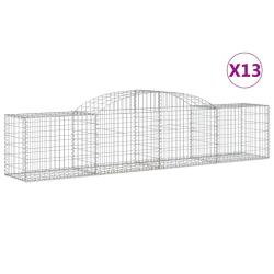 Paniers &agrave; gabions cl&ocirc;ture cage mur de sout&egrave;nement arqu&eacute;s 13 pcs 300 x 50 x 60/80 cm fer galvanis&eacute; A