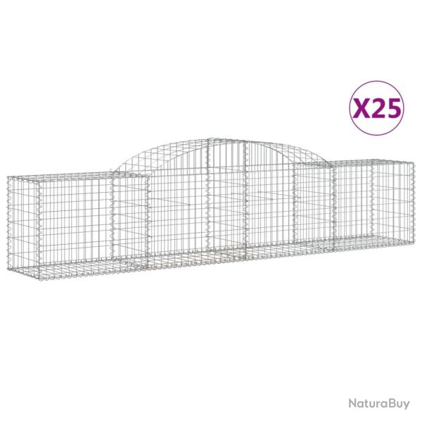 Paniers � gabions cl�ture cage mur de sout�nement arqu�s 25 pcs 300 x 50 x 60/80 cm fer galvanis� A