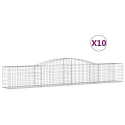 Paniers &agrave; gabions cl&ocirc;ture cage mur de sout&egrave;nement arqu&eacute;s 10 pcs 400 x 50 x 60/80 cm fer galvanis&eacute; A