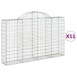 Paniers &agrave; gabions cl&ocirc;ture cage mur de sout&egrave;nement arqu&eacute;s 11 pcs 200 x 30 x 120/140 cm fer galvanis&eacute;