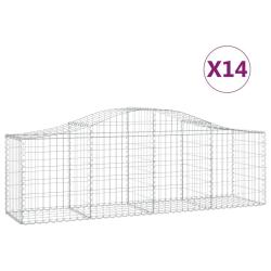 Paniers &agrave; gabions cl&ocirc;ture cage mur de sout&egrave;nement arqu&eacute;s 1lot de 4 200 x 50 x 60/80 cm fer galvanis