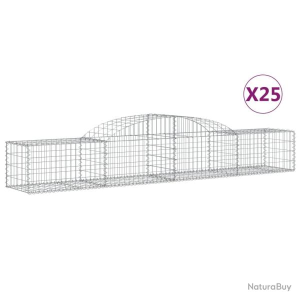 Paniers � gabions cl�ture cage mur de sout�nement arqu�s 25 pcs 300 x 50 x 40/60 cm fer galvanis� A
