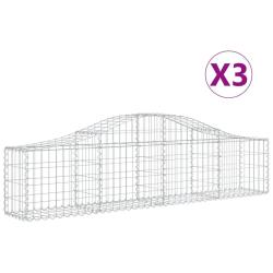 Paniers &agrave; gabions cl&ocirc;ture cage mur de sout&egrave;nement arqu&eacute;s 3 pcs 200 x 30 x 40/60 cm fer galvanis&eacute; Ar