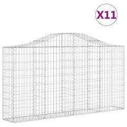 Paniers &agrave; gabions cl&ocirc;ture cage mur de sout&egrave;nement arqu&eacute;s 11 pcs 200 x 30 x 100/120 cm fer galvanis&eacute;