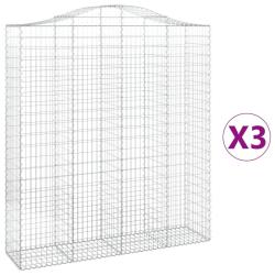 Paniers &agrave; gabions cl&ocirc;ture cage mur de sout&egrave;nement arqu&eacute;s 3 pcs 200 x 50 x 220/240 cm fer galvanis&eacute;