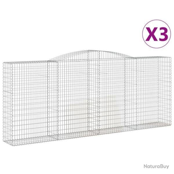 Paniers � gabions cl�ture cage mur de sout�nement arqu�s 3 pcs 400 x 50 x 160/180 cm fer galvanis�